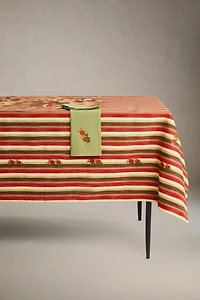 STRIPED AND FLORAL EMBROIDERY TABLECLOTH