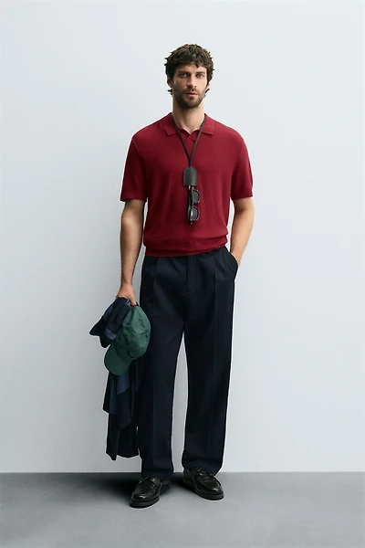 TEXTURED KNIT POLO SHIRT