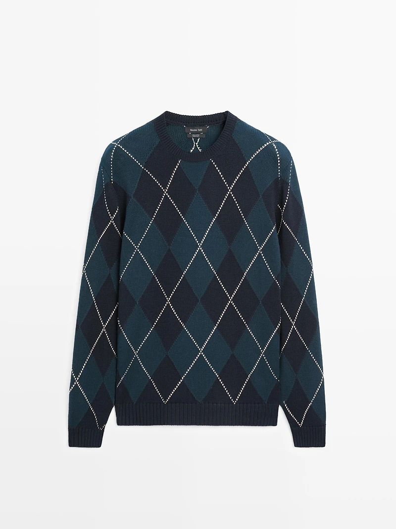 Pull en maille à détail losanges coton