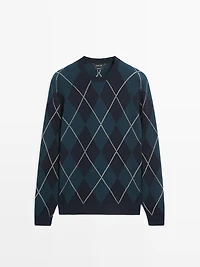Pull en maille à détail losanges coton