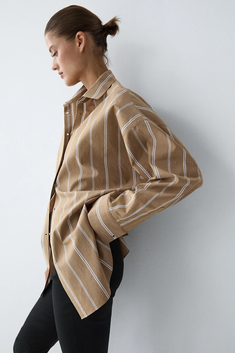 Chemise rayée à boutons bijoux