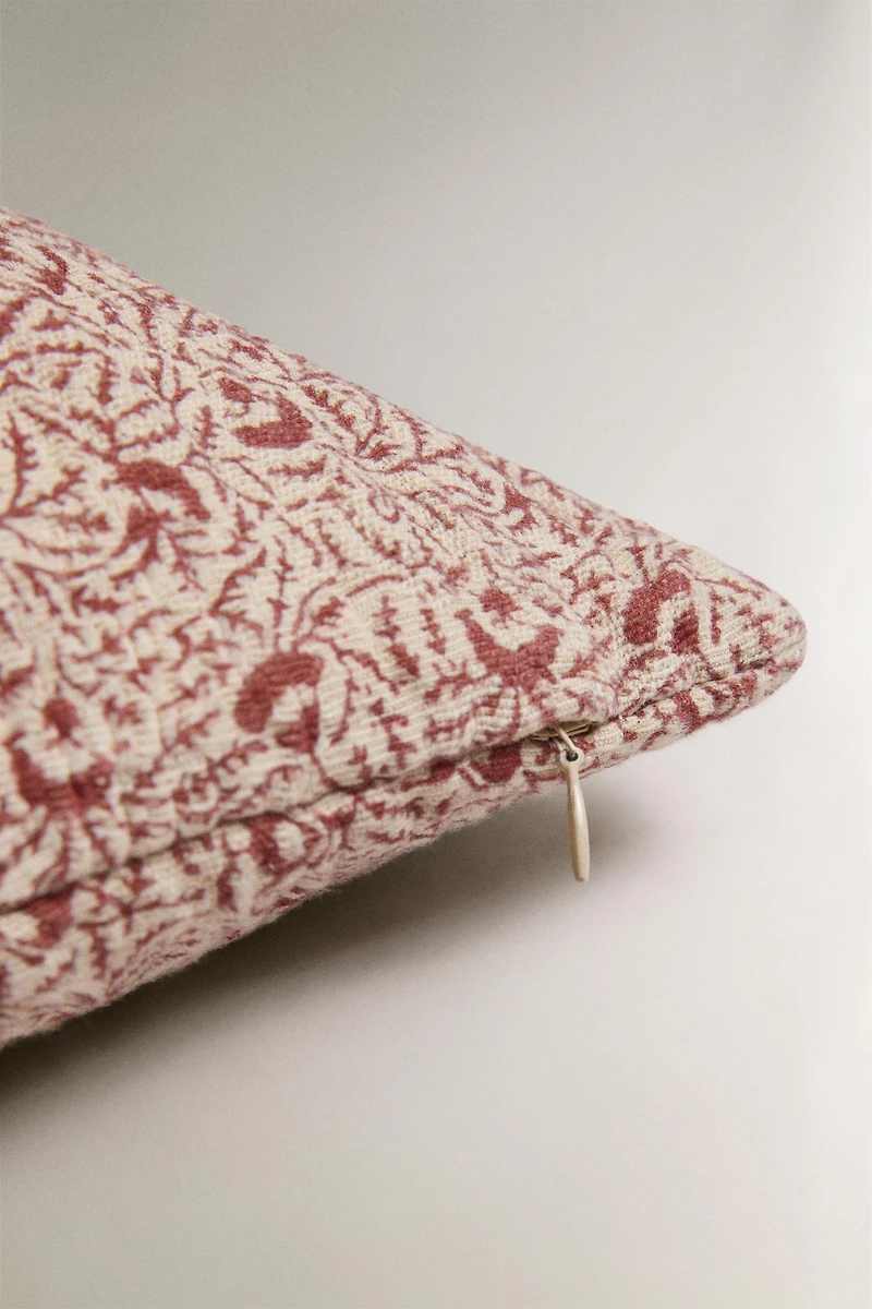 BRANCH PRINT LINEN AND COTTON THROW PILLOW COVER
