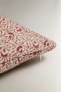 BRANCH PRINT LINEN AND COTTON THROW PILLOW COVER