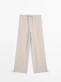 Pantalon bouffant gaufré 100 % lin