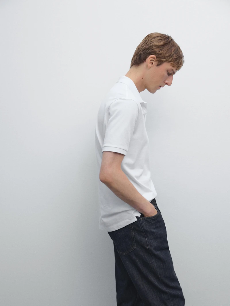 Polo micro-texture en piqué de coton