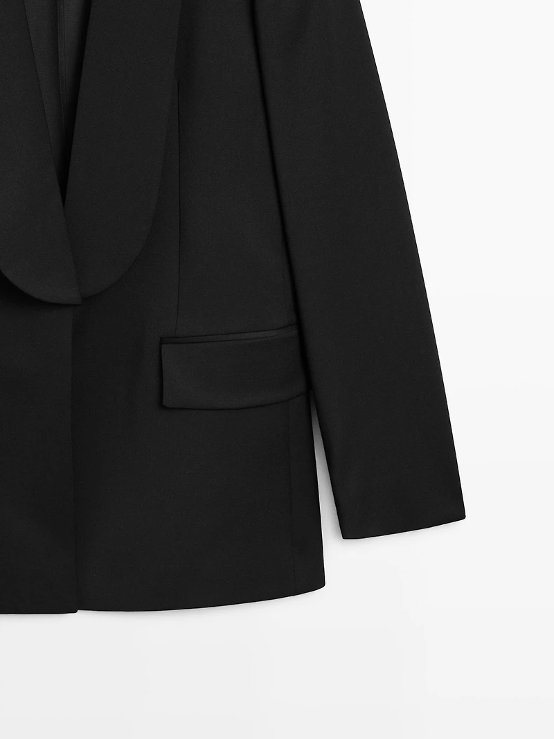 Wool blend blazer with lapel detail - STUDIO