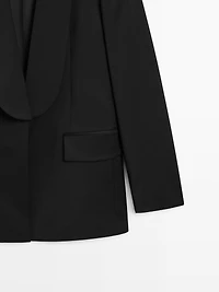 Wool blend blazer with lapel detail - STUDIO