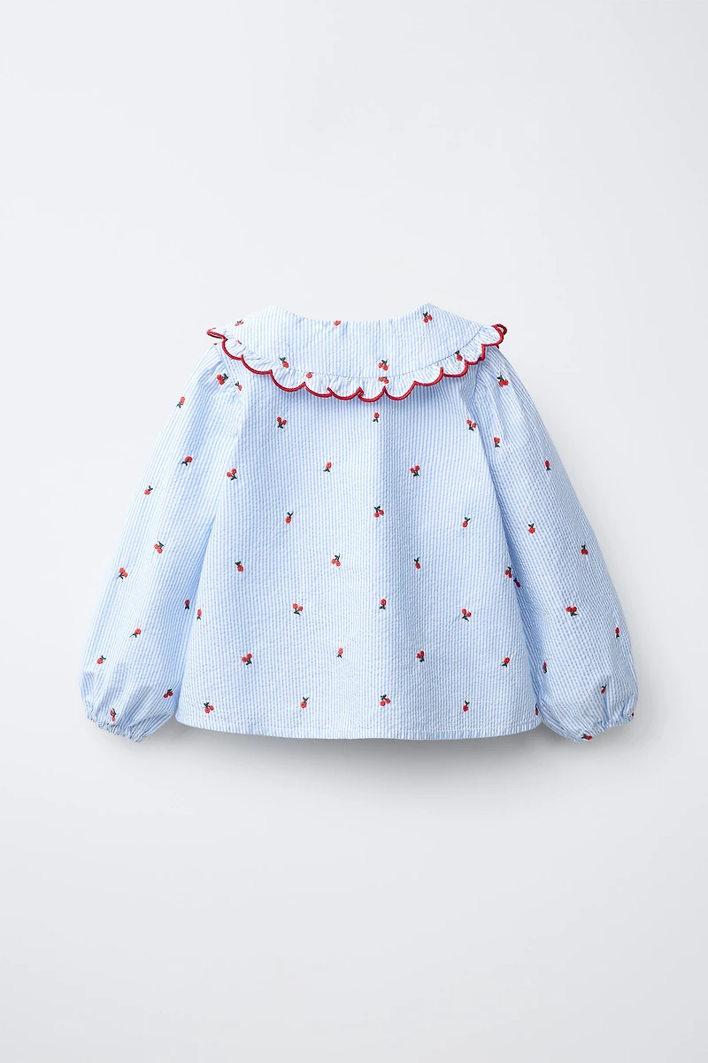 EMBROIDERED PETER PAN COLLAR SHIRT