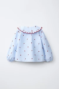 EMBROIDERED PETER PAN COLLAR SHIRT