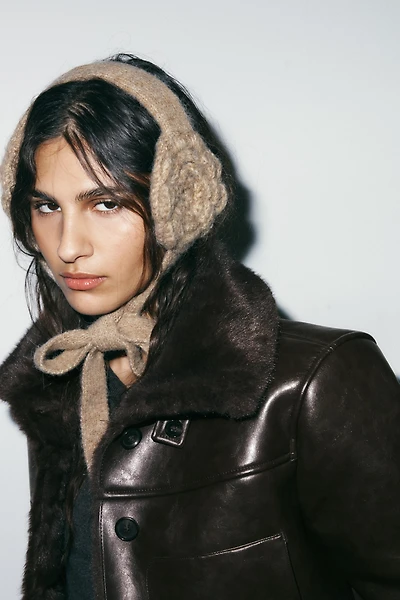 CROCHET KNIT TIE EAR MUFFS