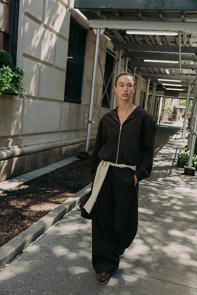 ELASTIC WAIST WIDE LEG PANTS