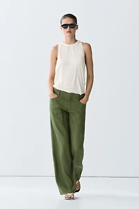 Straight linen blend pants