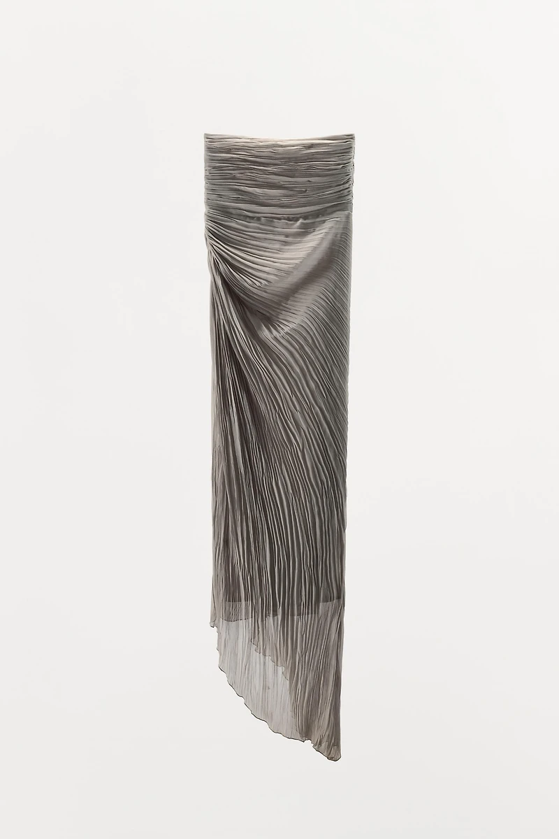 PLEATED STRAPLESS DRESS