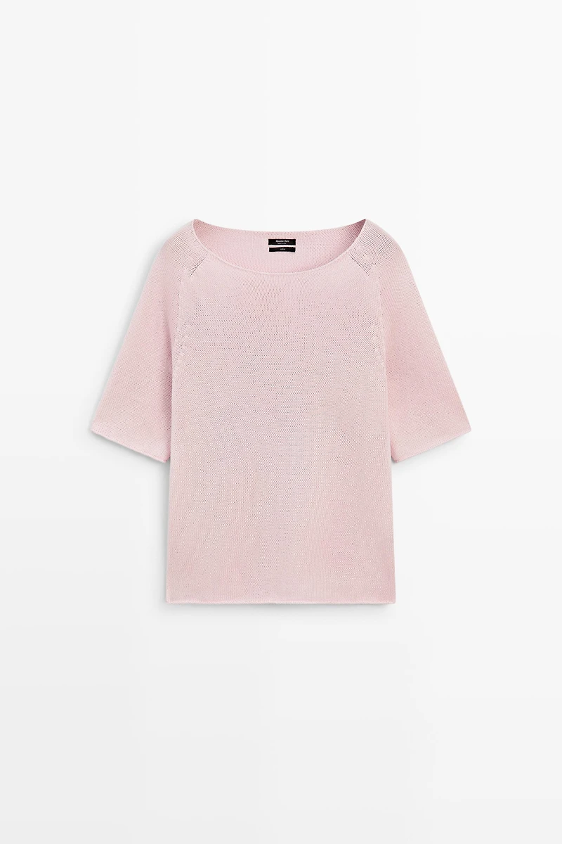 100% cotton boat neck knit sweater
