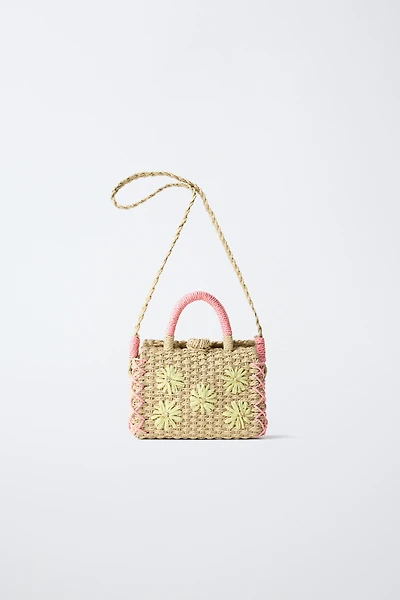 FAUX RAFFIA FLOWER BAG