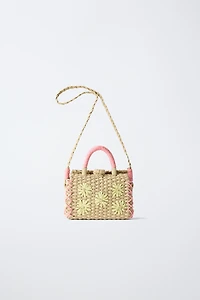 FAUX RAFFIA FLOWER BAG