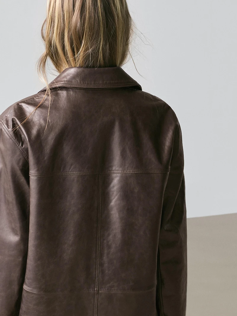 Veste 100% cuir nappa à boutons