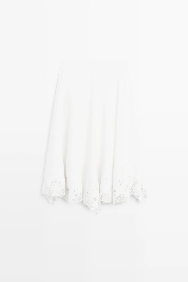 Flared midi skirt with embroidery