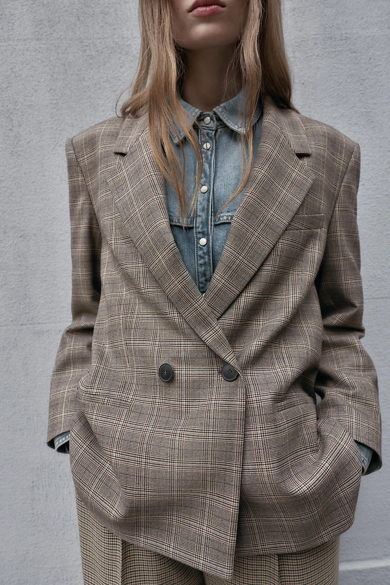 OVERSIZED PLAID BLAZER