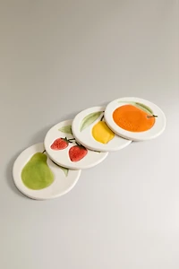 LOT DESSOUS DE VERRE GRÈS FRUITS (LOT DE 4)