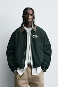 EMBROIDERED CONTRAST COLLAR JACKET
