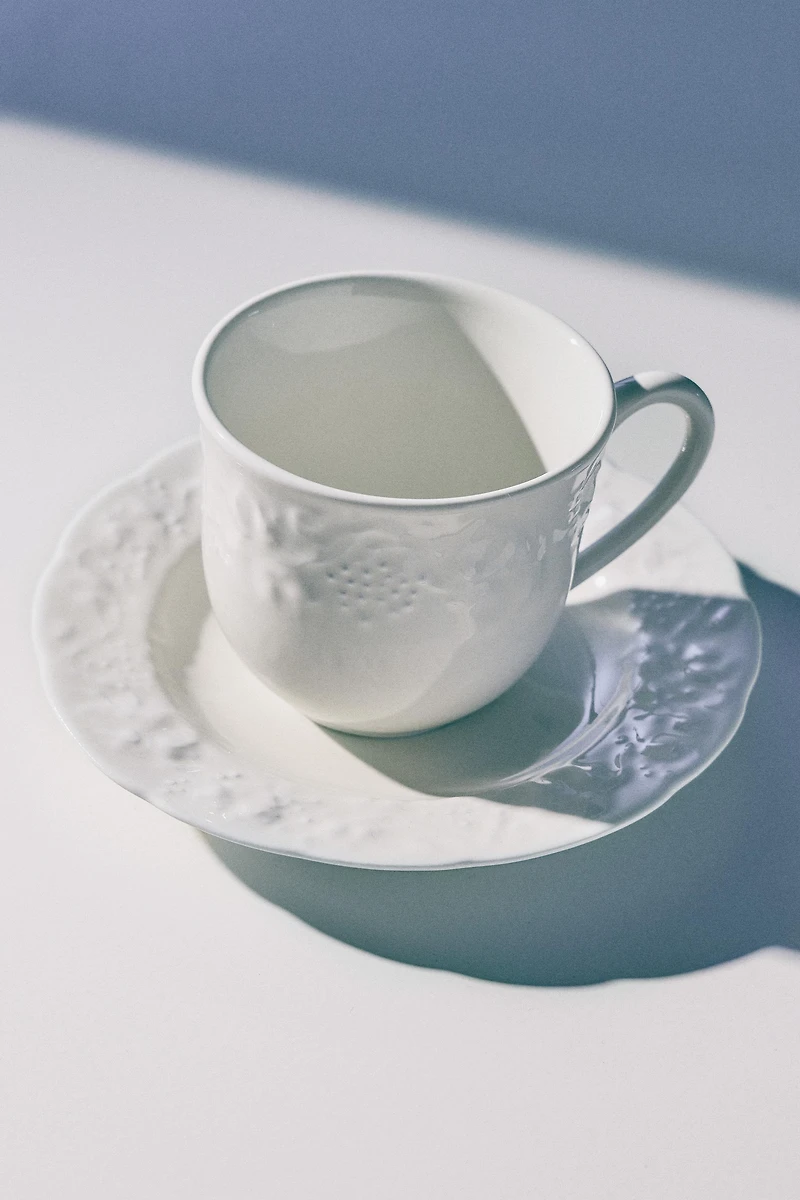 PORCELAIN GRAPE COFFEE CUP AND SAUCER