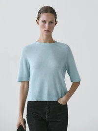 Pull manches courtes alpaga en maille