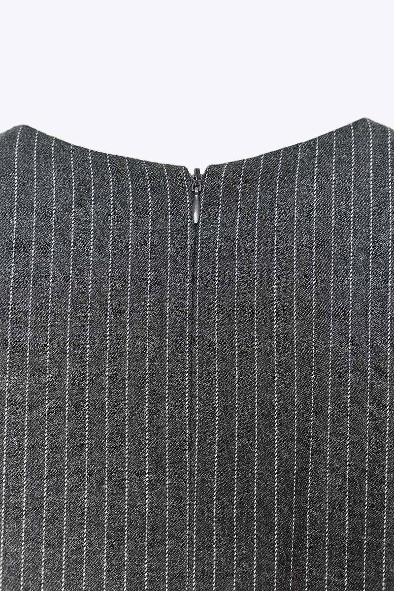STRIPED BUCKLE MIDI DRESS
