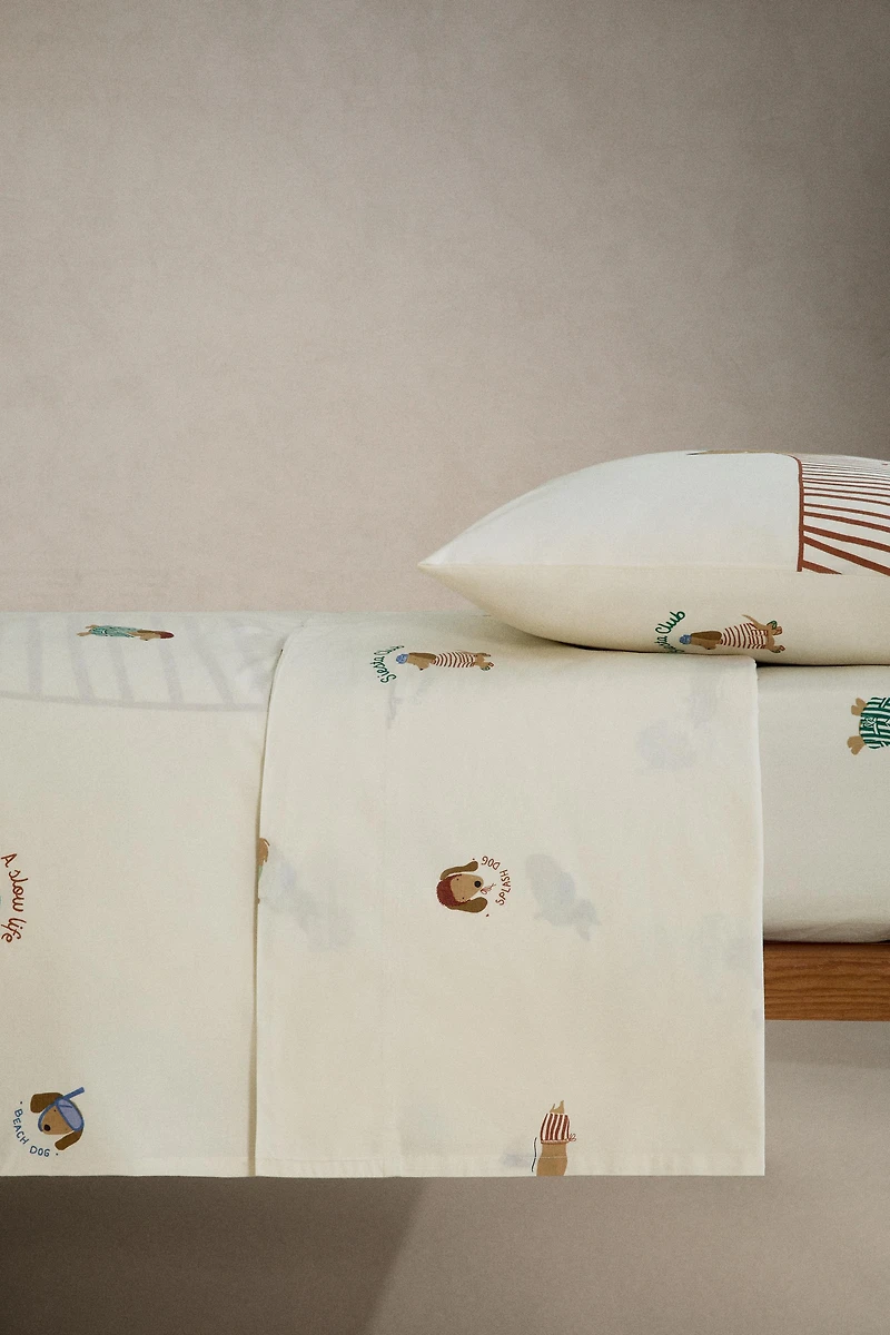 REVERSIBLE KIDS' DOG FLAT SHEET