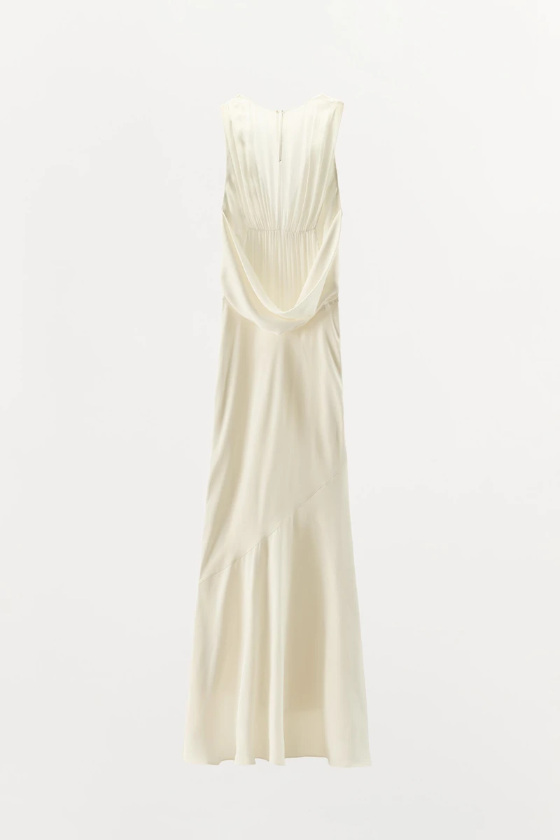 COMBINATION SATIN EFFECT LONG DRESS