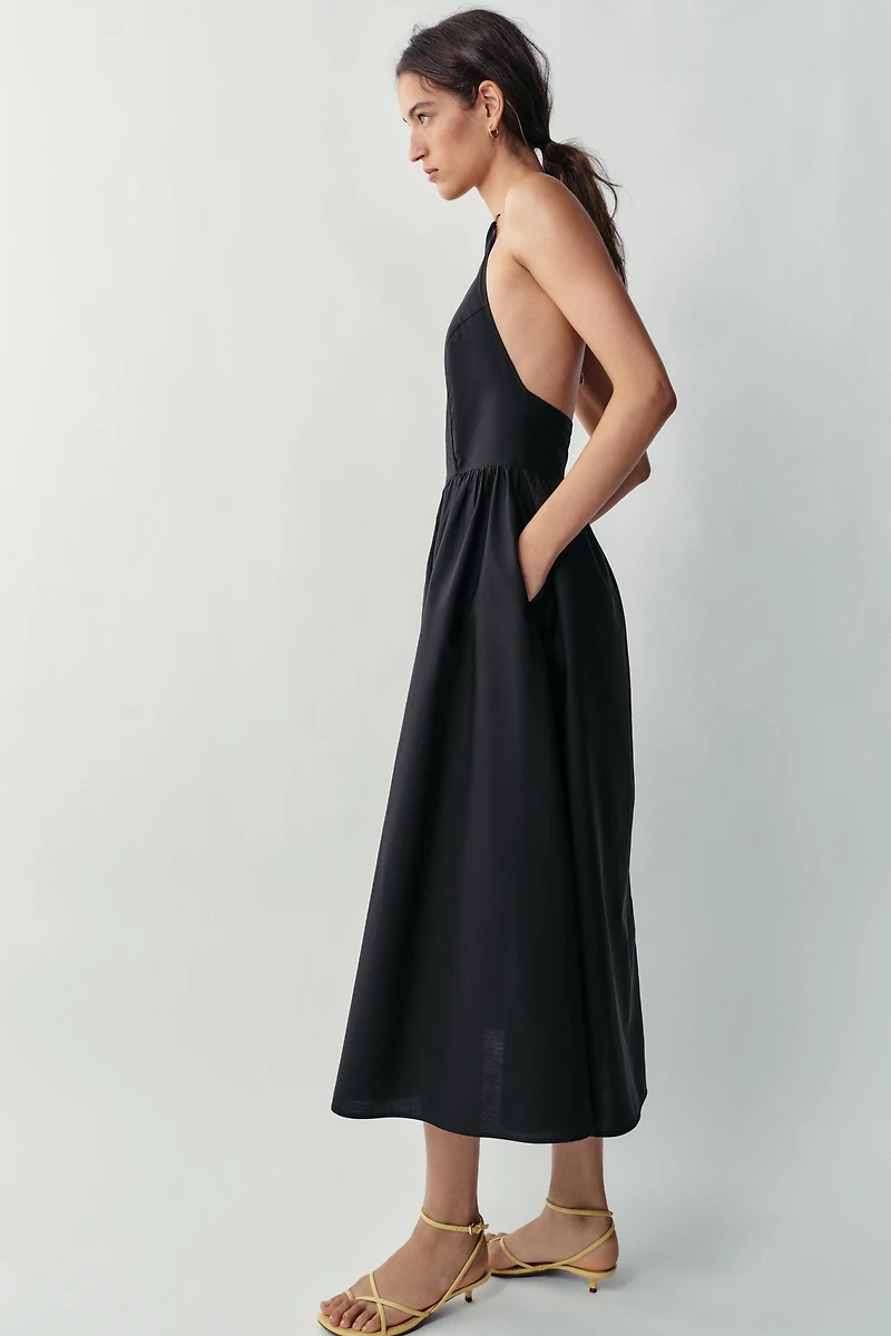 POPLIN MIDI DRESS
