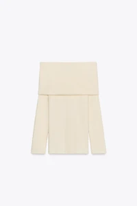 RUCHED STRAPLESS KNIT TOP