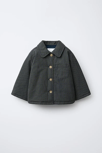 GINGHAM PRINT PUFFER JACKET