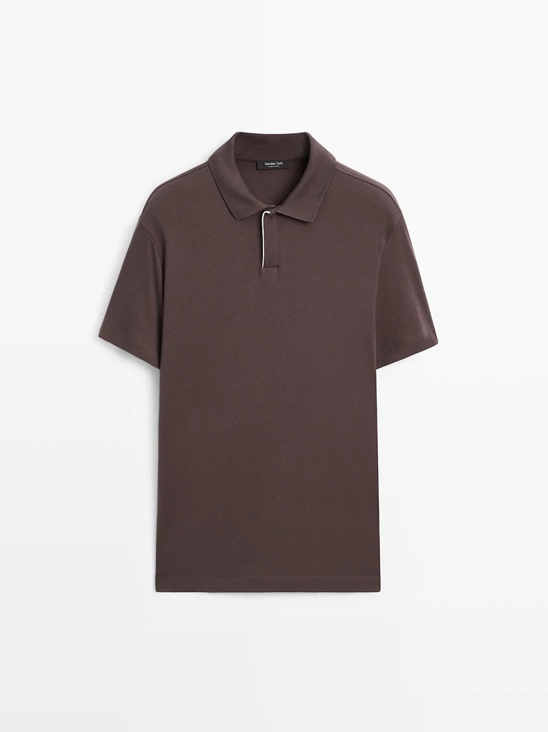 Short sleeve polo shirt with placket detail