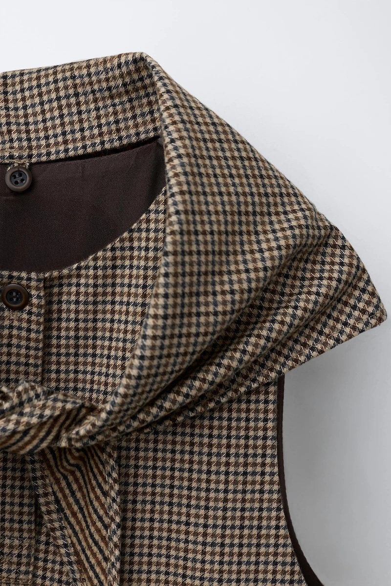 PLAID PINAFORE DRESS WITH DETACHABLE SCARF