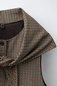 PLAID PINAFORE DRESS WITH DETACHABLE SCARF