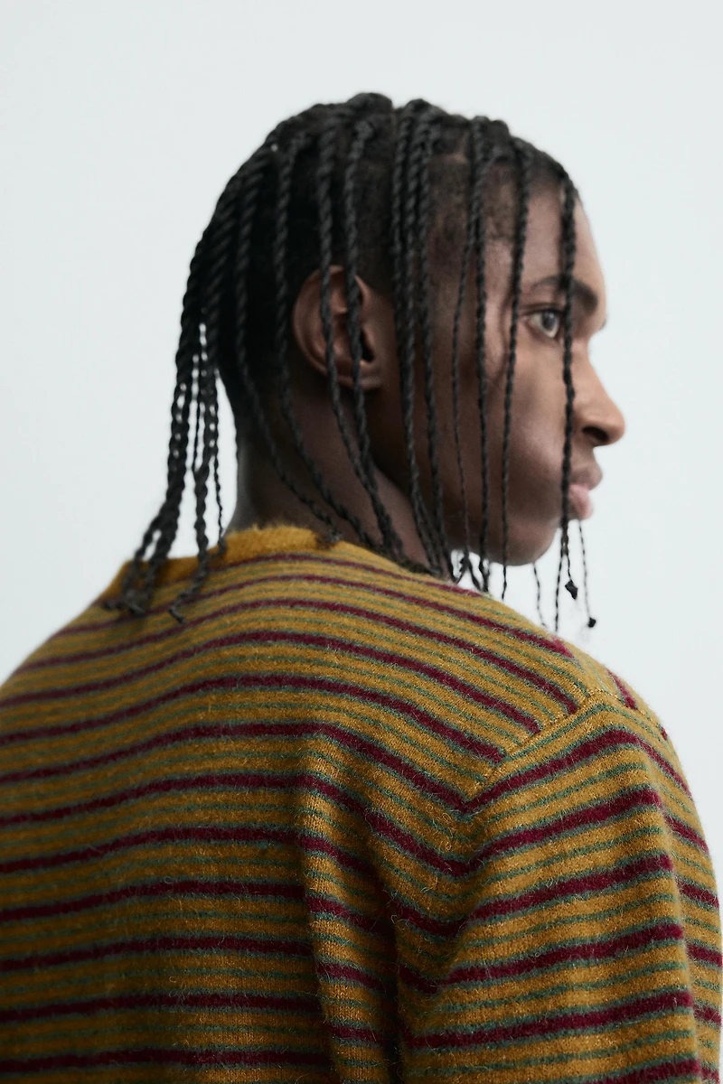 STRIPED JACQUARD CARDIGAN