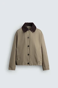CONTRAST CROCHET COLLAR JACKET
