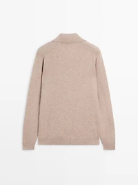 Wool V-neck knit polo sweater
