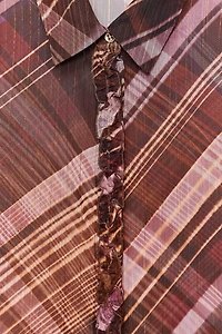 SEMI-SHEER PLAID BLOUSE