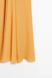 Linen blend flowing V-neck dress