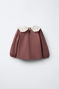 EMBROIDERED PETER PAN COLLAR T-SHIRT