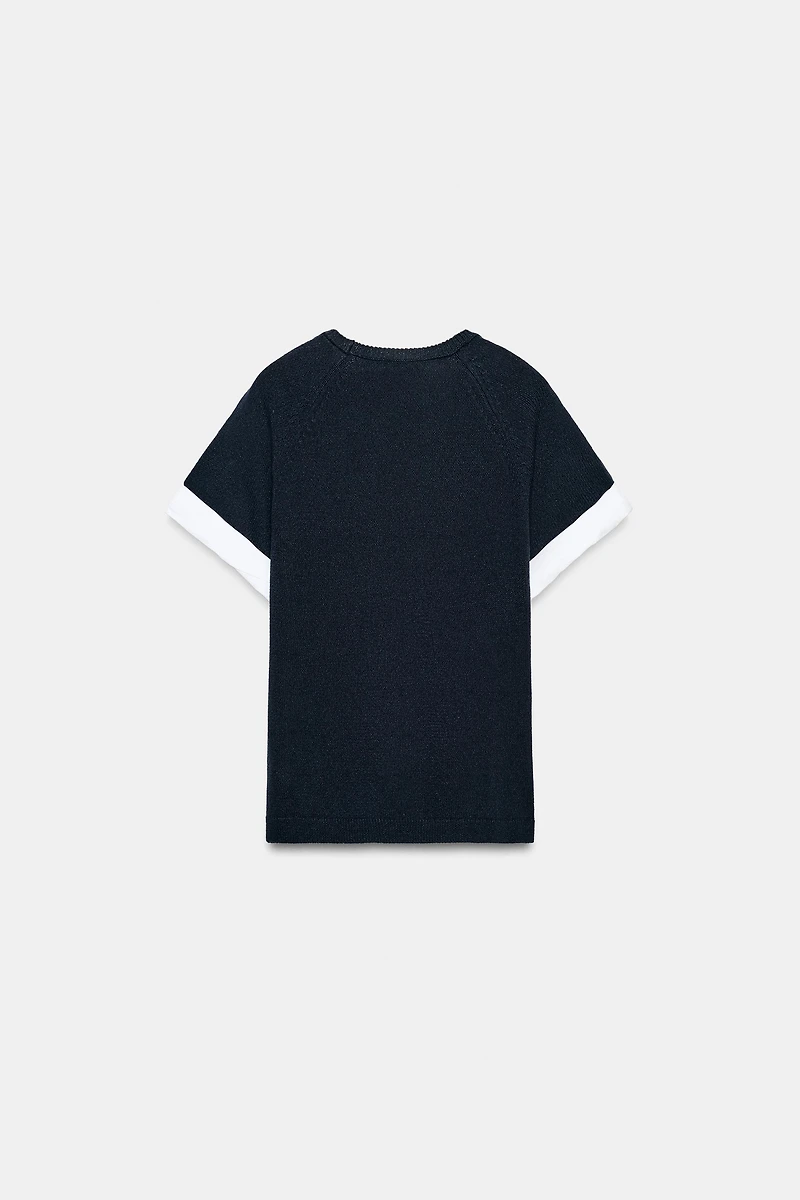 PULL EN MAILLE À MANCHES REVERS COMBINÉES