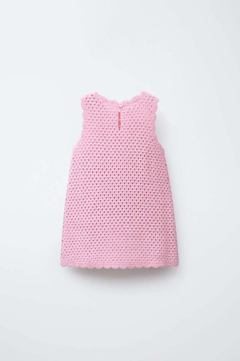 STRAWBERRY CROCHET KNIT DRESS