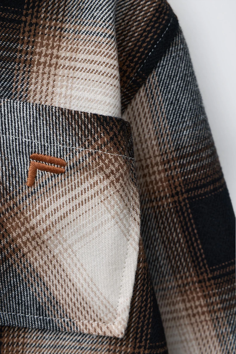 PLAID FLEECE HOODED OVERSHIRT