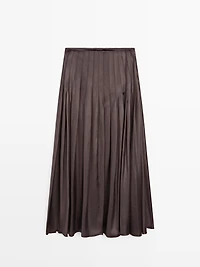 Pintuck midi skirt with waxed finish