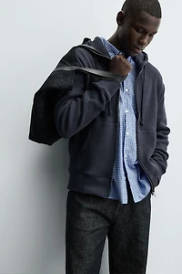 Waffle Texture Zip-Up Hoodie