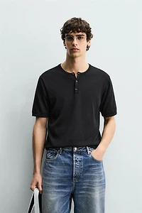 KNIT HENLEY SHIRT