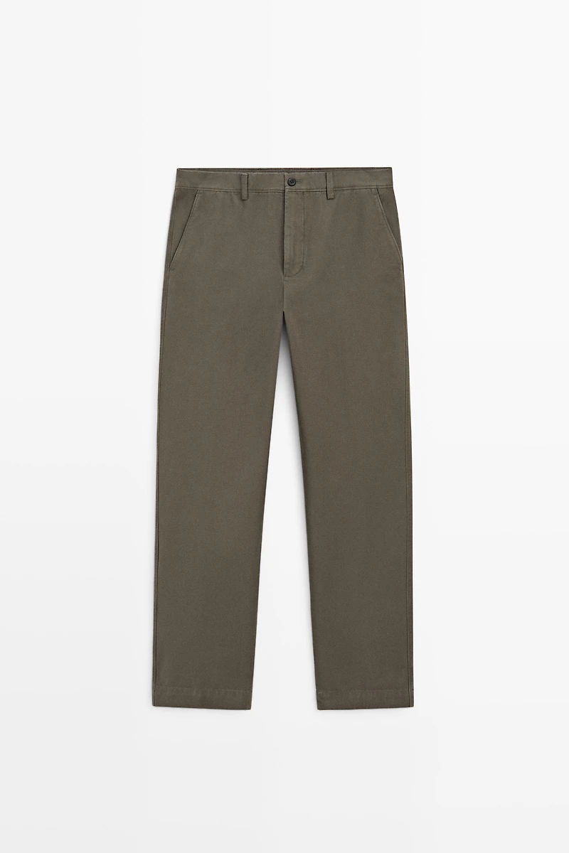 Tapered fit cotton pants