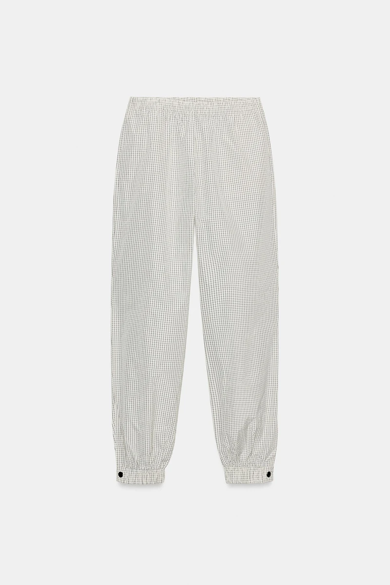 NYLON PLAID BALLOON PANTS
